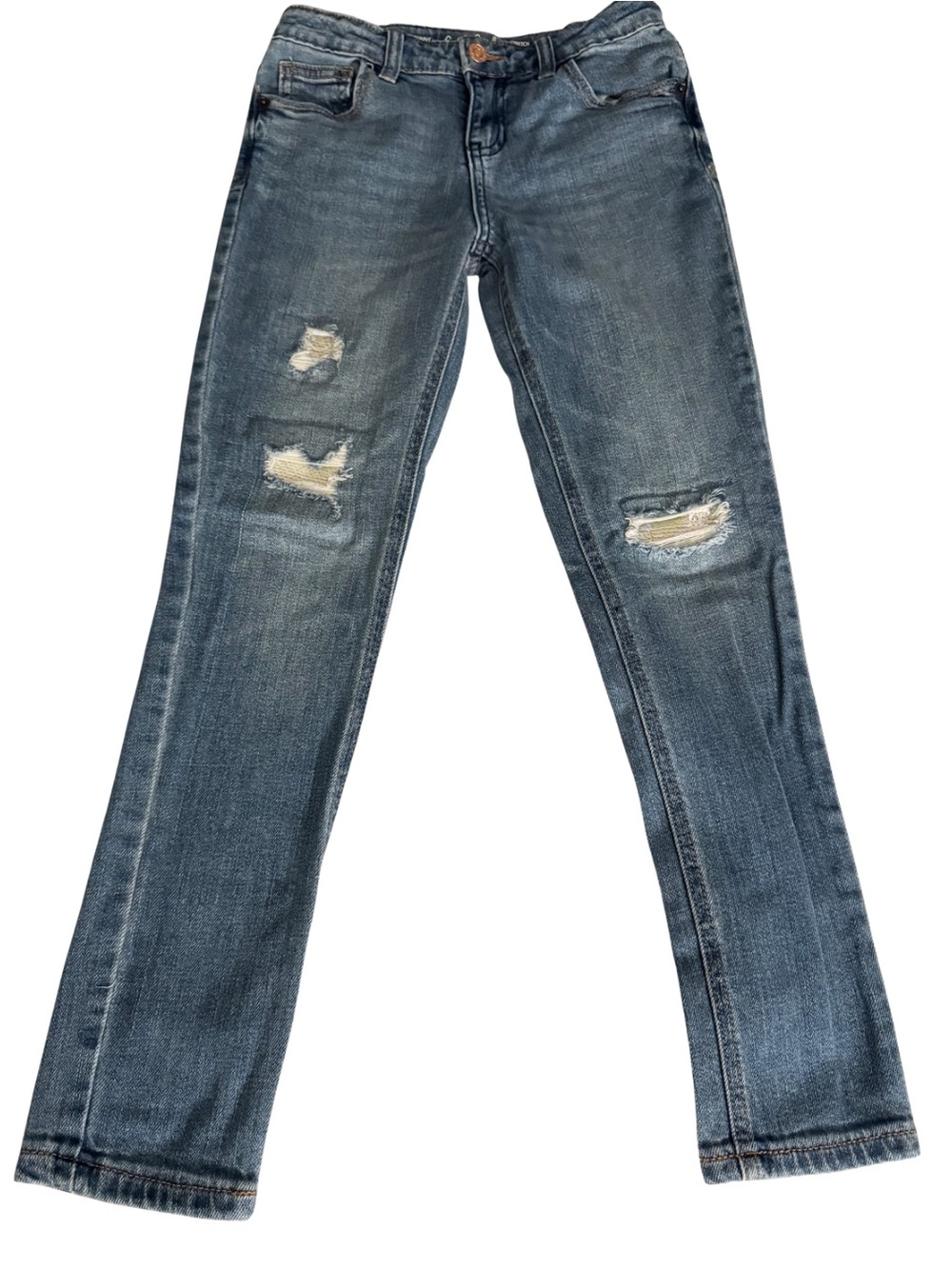 Cat & Jack Girls Size 10 Skinny Distressed Ripped Blue Jeans Sequins Kids